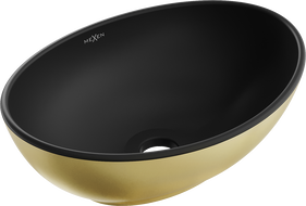 Mexen Elza umywalka nablatowa 40 x 33 cm, czarna mat/złota - 21014026