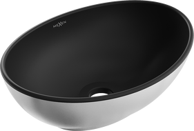 Mexen Elza umywalka nablatowa 40 x 33 cm, czarna mat/srebrna - 21014024