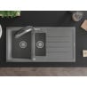 Mexen Andres zlewozmywak granitowy 1,5-komorowy z ociekaczem i baterią kuchenną Duo, szary - 6515-71-671701-07
