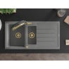 Mexen Andres zlewozmywak granitowy 1,5-komorowy z ociekaczem i baterią kuchenną Duo, szary - 6515-71-671701-57-G