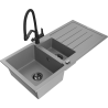 Mexen Andres zlewozmywak granitowy 1,5-komorowy z ociekaczem i baterią kuchenną Duo, szary - 6515-71-671701-70-B