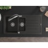 Mexen Andres zlewozmywak granitowy 1,5-komorowy z ociekaczem i baterią kuchenną Duo, czarny/złoty metalik - 6515-75-671701-07