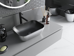 Mexen Rita umywalka nablatowa 45 x 32 cm, czarna mat/srebrna - 21084574