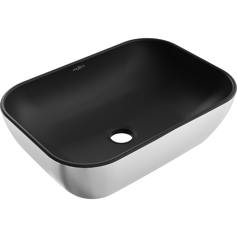Mexen Rita umywalka nablatowa 45 x 32 cm, czarna mat/srebrna - 21084574