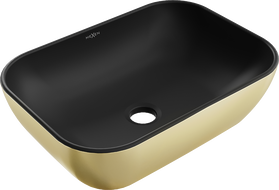 Mexen Rita umywalka nablatowa 45 x 32 cm, czarna mat/złota - 21084576