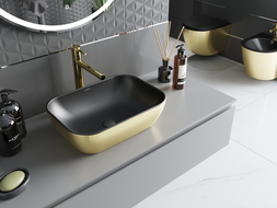 Mexen Rita umywalka nablatowa 45 x 32 cm, czarna mat/złota - 21084576