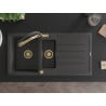 Mexen Andres zlewozmywak granitowy 1,5-komorowy z ociekaczem i baterią kuchenną Duo, czarny nakrapiany - 6515-76-671701-57-G