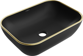 Mexen Rita umywalka nablatowa 45 x 32 cm, czarna mat/złota rant - 21084575