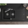 Mexen Andres zlewozmywak granitowy 1,5-komorowy z ociekaczem i baterią kuchenną Duo, czarny - 6515-77-671701-07