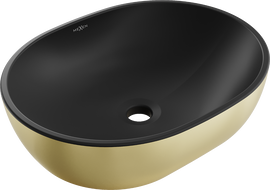 Mexen Viki umywalka nablatowa 48 x 35 cm, czarna mat/złota - 21054876