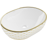 Mexen Viki umywalka nablatowa 48 x 35 cm, biała/złota wzór kratka - 21054809