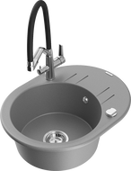 Mexen Kevin zlewozmywak granitowy 1-komorowy z baterią kuchenną Duo, szary - 6517-71-671701-07