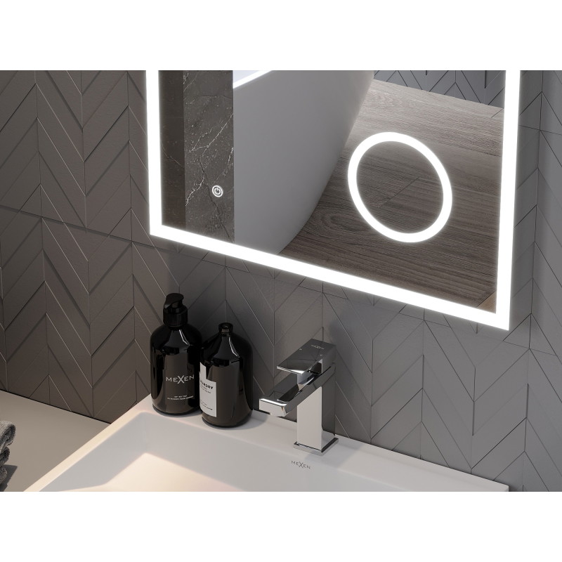 Mexen Kala lustro łazienkowe podświetlane z lusterkiem kosmetycznym 60 x 80 cm, LED 6000K, antypara - 9820-060-080-611-00