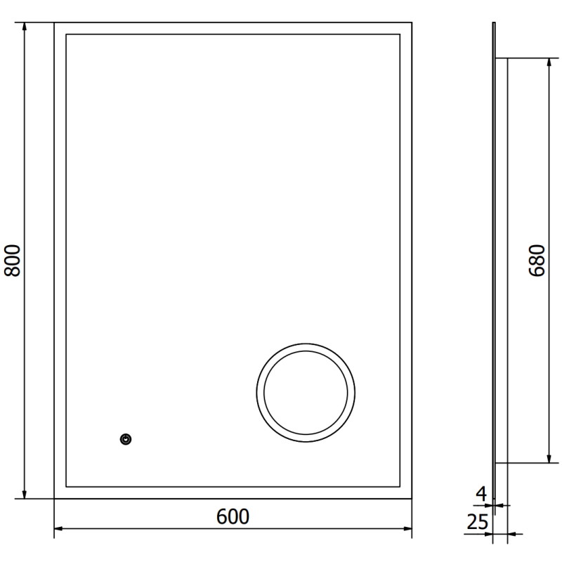 Mexen Kala lustro łazienkowe podświetlane z lusterkiem kosmetycznym 60 x 80 cm, LED 6000K, antypara - 9820-060-080-611-00