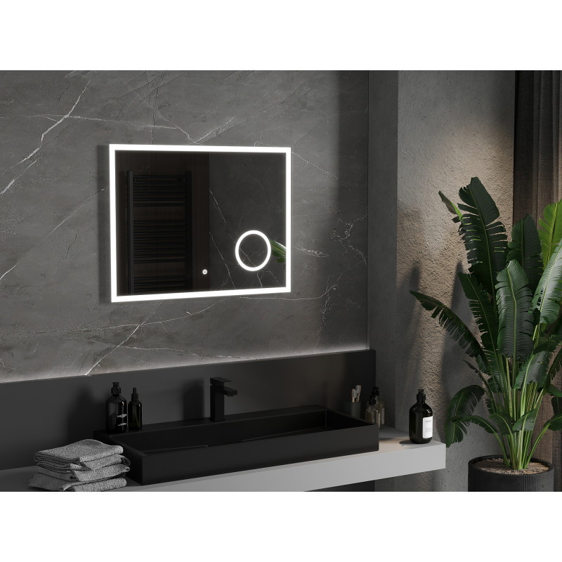 Mexen Kala lustro łazienkowe podświetlane z lusterkiem kosmetycznym 80 x 60 cm, LED 6000K, antypara - 9820-080-060-611-00