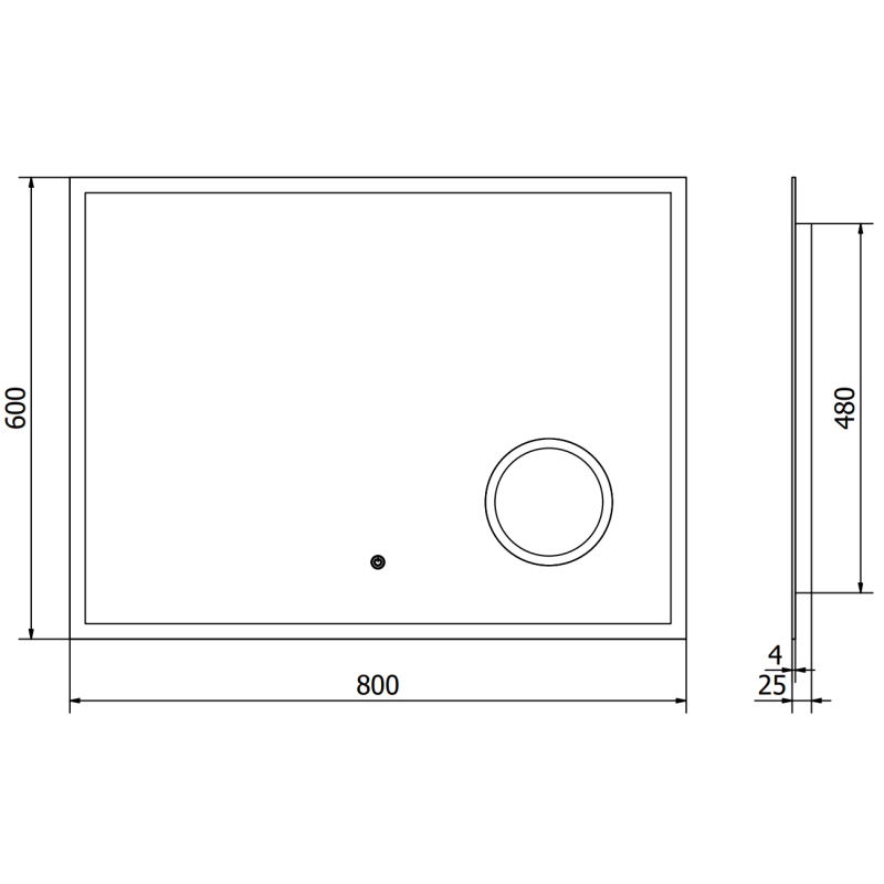 Mexen Kala lustro łazienkowe podświetlane z lusterkiem kosmetycznym 80 x 60 cm, LED 6000K, antypara - 9820-080-060-611-00