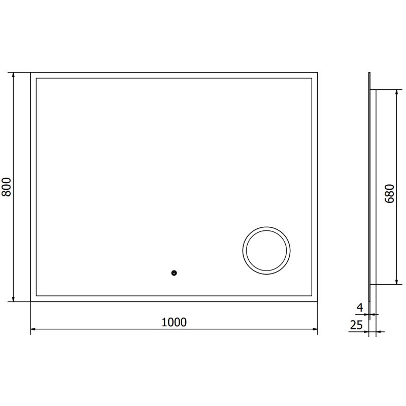Mexen Kala lustro łazienkowe podświetlane z lusterkiem kosmetycznym 100 x 80 cm, LED 6000K, antypara - 9820-100-080-611-00