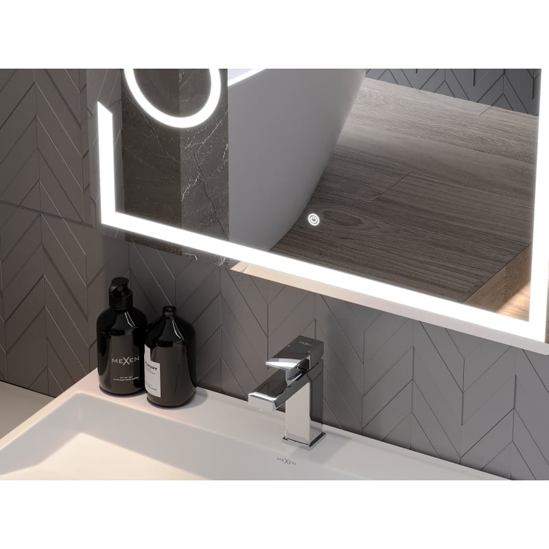 Mexen Onyx lustro łazienkowe podświetlane z lusterkiem kosmetycznym 80 x 60 cm, LED 6000K, antypara - 9813-080-060-611-00