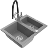 Mexen Carlos zlewozmywak granitowy 1,5-komorowy z baterią kuchenną Duo, szary - 6518-71-671701-07