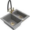 Mexen Carlos zlewozmywak granitowy 1,5-komorowy z baterią kuchenną Duo, szary - 6518-71-671701-57-G