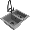 Mexen Carlos zlewozmywak granitowy 1,5-komorowy z baterią kuchenną Duo, szary - 6518-71-671701-70-B