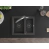 Mexen Carlos zlewozmywak granitowy 1,5-komorowy z baterią kuchenną Duo, czarny nakrapiany - 6518-76-671701-07-B