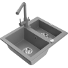 Mexen Carlos zlewozmywak granitowy 1,5-komorowy z baterią kuchenną Duero, szary - 6518-71-671600-71