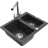 Mexen Carlos zlewozmywak granitowy 1,5-komorowy z baterią kuchenną Duero, czarny nakrapiany - 6518-76-671600-00