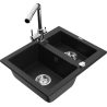 Mexen Carlos zlewozmywak granitowy 1,5-komorowy z baterią kuchenną Duero, czarny - 6518-77-671600-00