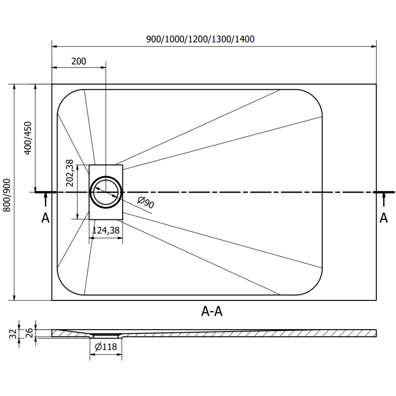 Mexen Hugo brodzik prostokątny SMC 120 x 90 cm, biały - 42109012