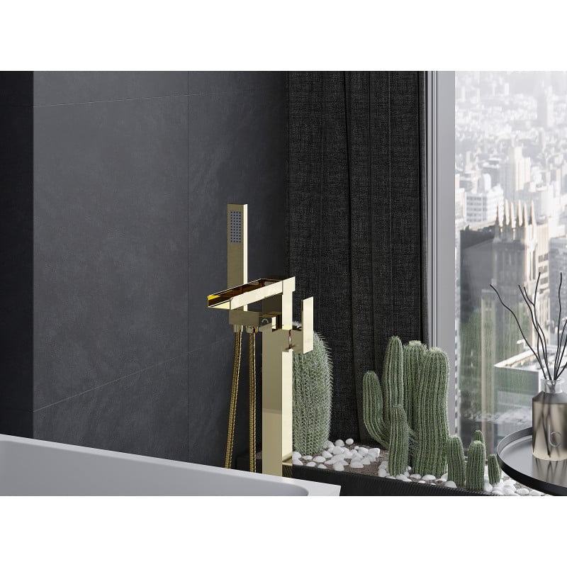 Mexen Algar wolnostojąca bateria wannowa, złota - 75733-50