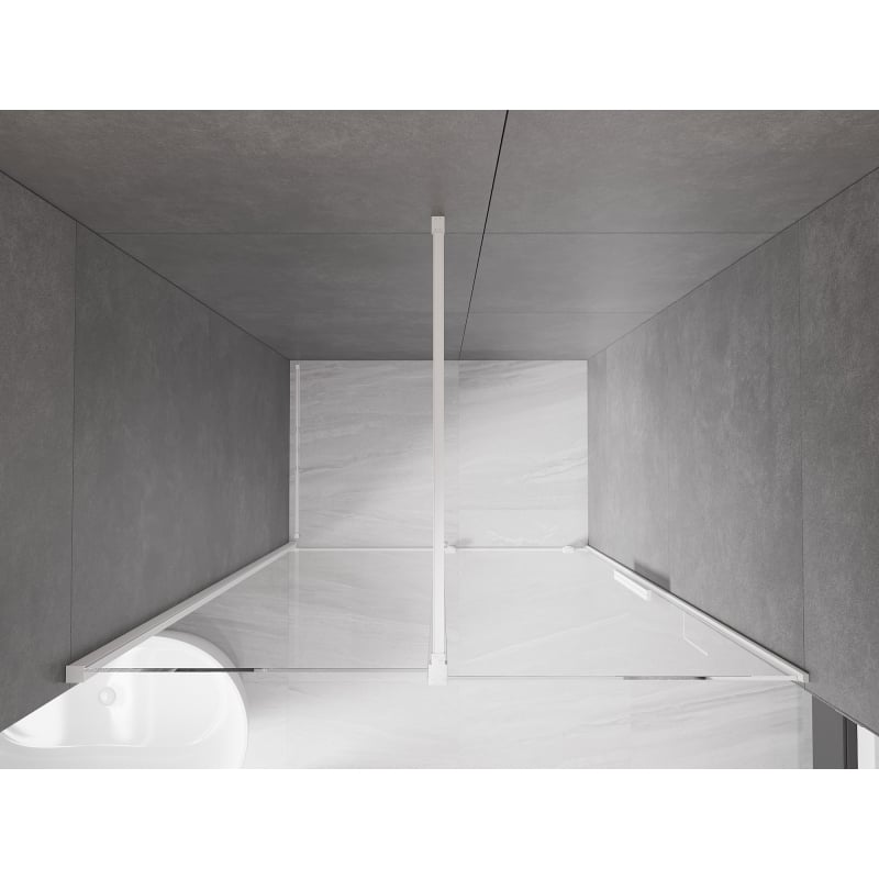 Mexen Velar drzwi prysznicowe rozsuwane 140 cm, transparent, białe - 871-140-000-01-20