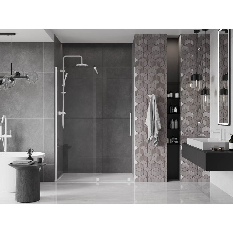 Mexen Velar drzwi prysznicowe rozsuwane 160 cm, transparent, białe - 871-160-000-01-20