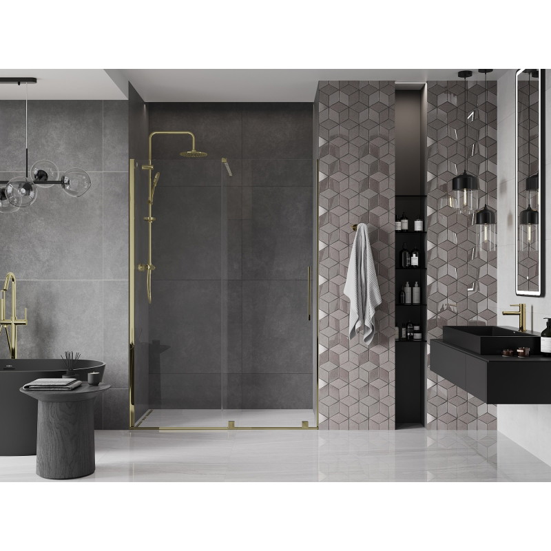 Mexen Velar drzwi prysznicowe rozsuwane 150 cm, transparent, złote - 871-150-000-01-50