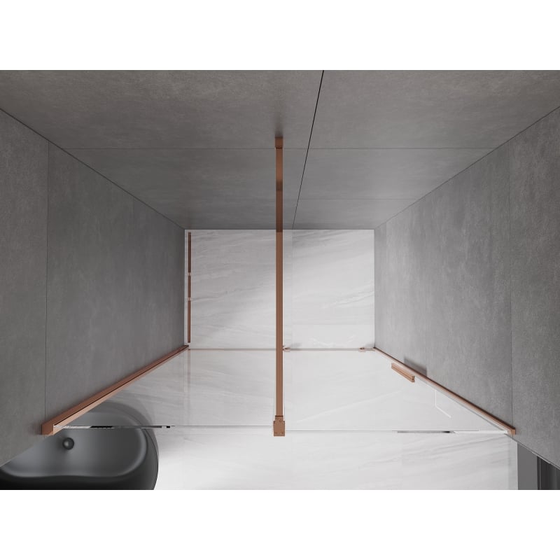 Mexen Velar drzwi prysznicowe rozsuwane 130 cm, transparent, różowe złoto - 871-130-000-01-60