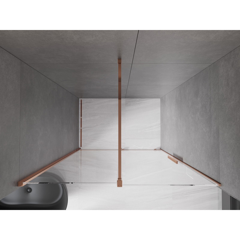 Mexen Velar drzwi prysznicowe rozsuwane 140 cm, transparent, różowe złoto - 871-140-000-01-60
