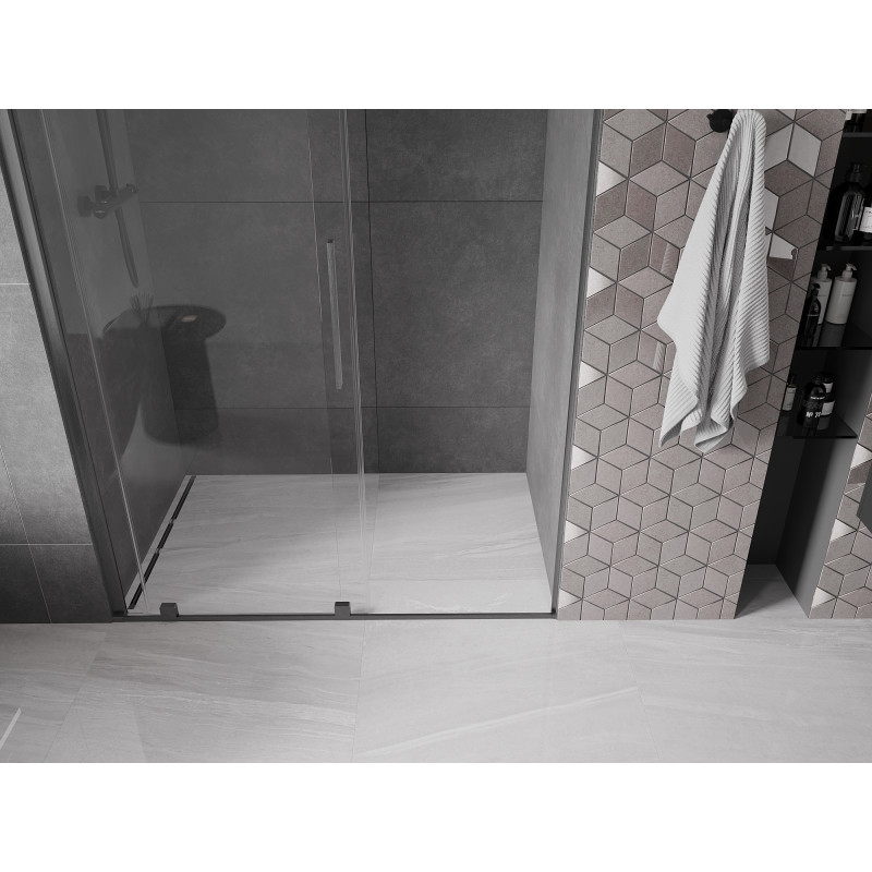 Mexen Velar drzwi prysznicowe rozsuwane 130 cm, transparent, gun gray szczotkowany - 871-130-000-01-66