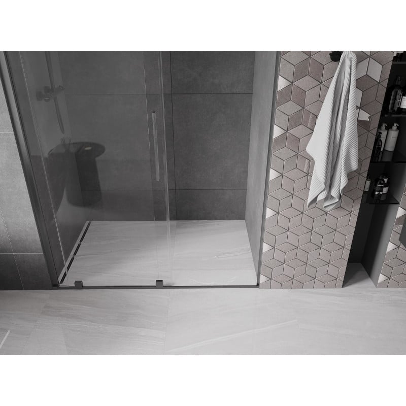 Mexen Velar drzwi prysznicowe rozsuwane 140 cm, transparent, gun gray szczotkowany - 871-140-000-01-66