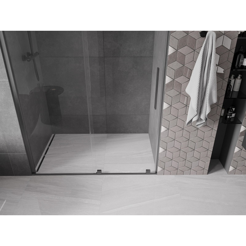 Mexen Velar drzwi prysznicowe rozsuwane 160 cm, transparent, gun gray szczotkowany - 871-160-000-01-66