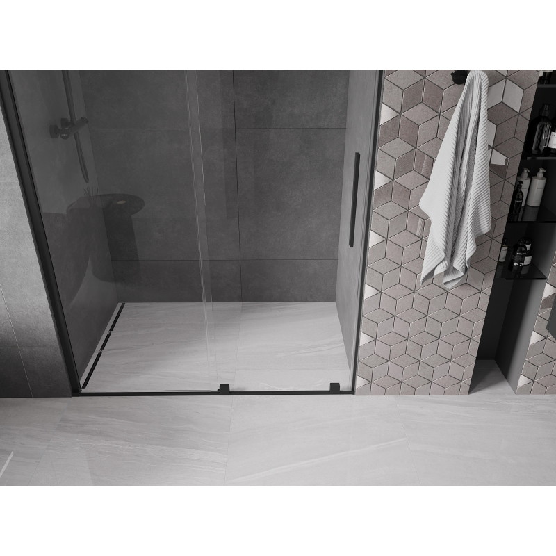 Mexen Velar drzwi prysznicowe rozsuwane 160 cm, transparent, czarne - 871-160-000-01-70