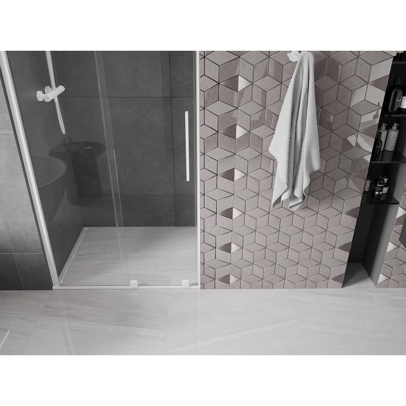 Mexen Velar drzwi prysznicowe rozsuwane 110 cm, transparent, białe - 871-110-000-01-20