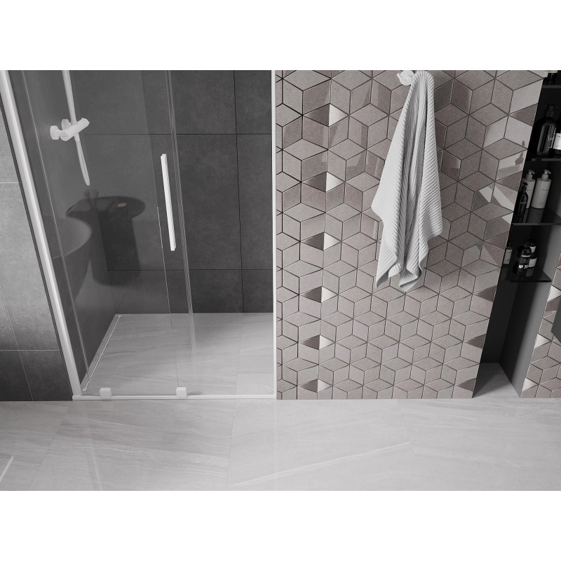 Mexen Velar drzwi prysznicowe rozsuwane 110 cm, transparent, białe - 871-110-000-01-20