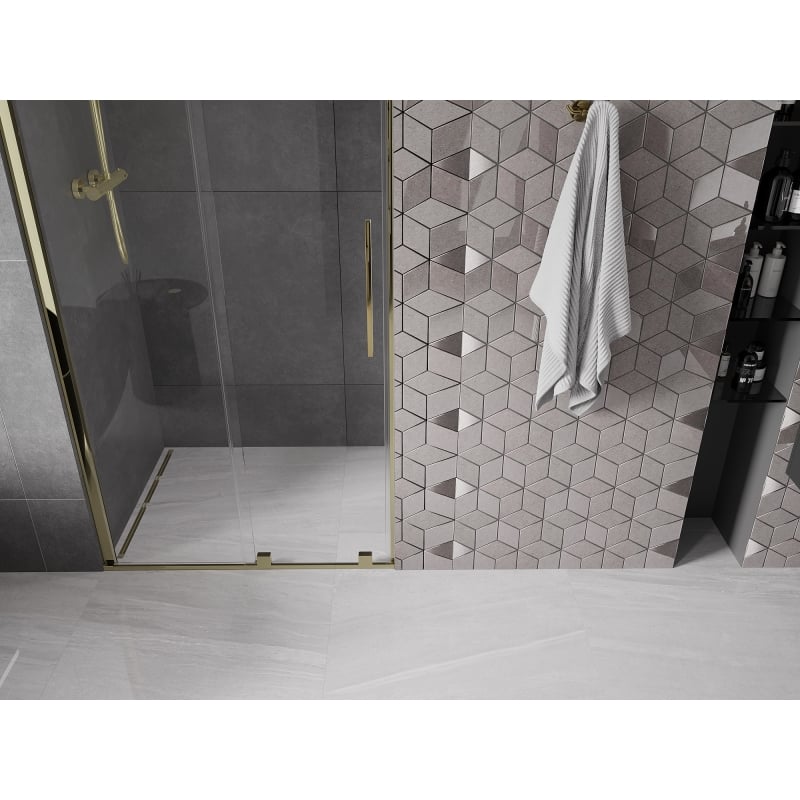 Mexen Velar drzwi prysznicowe rozsuwane 100 cm, transparent, złote - 871-100-000-01-50