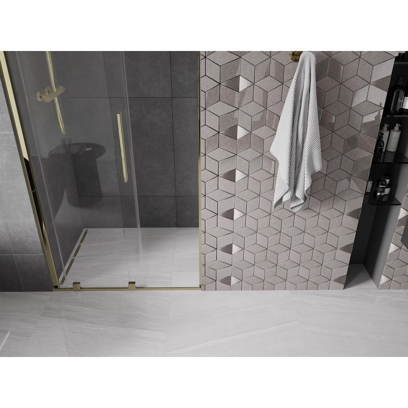 Mexen Velar drzwi prysznicowe rozsuwane 100 cm, transparent, złote - 871-100-000-01-50