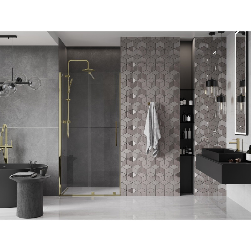 Mexen Velar drzwi prysznicowe rozsuwane 100 cm, transparent, złote - 871-100-000-01-50
