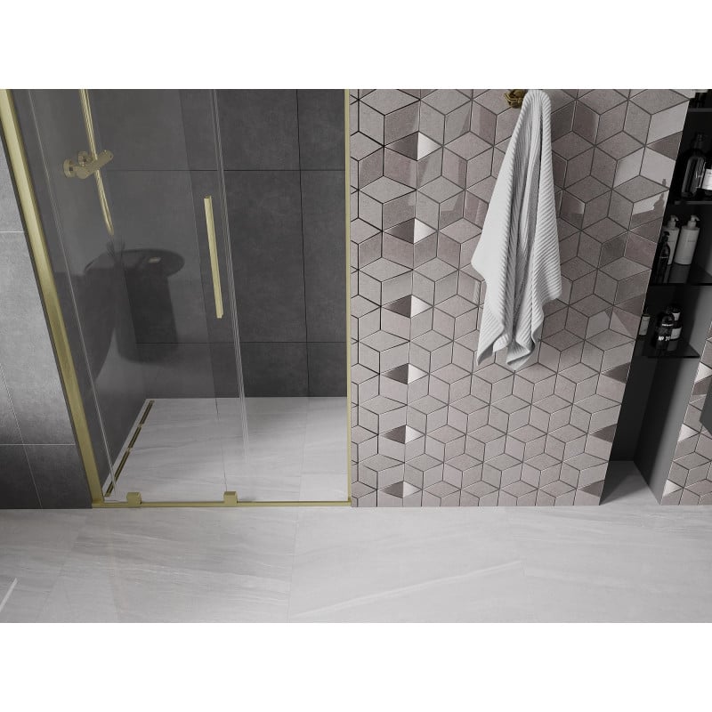 Mexen Velar drzwi prysznicowe rozsuwane 120 cm, transparent, złote szczotkowane - 871-120-000-01-55