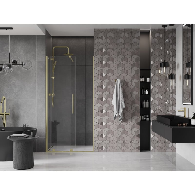 Mexen Velar drzwi prysznicowe rozsuwane 120 cm, transparent, złote szczotkowane - 871-120-000-01-55