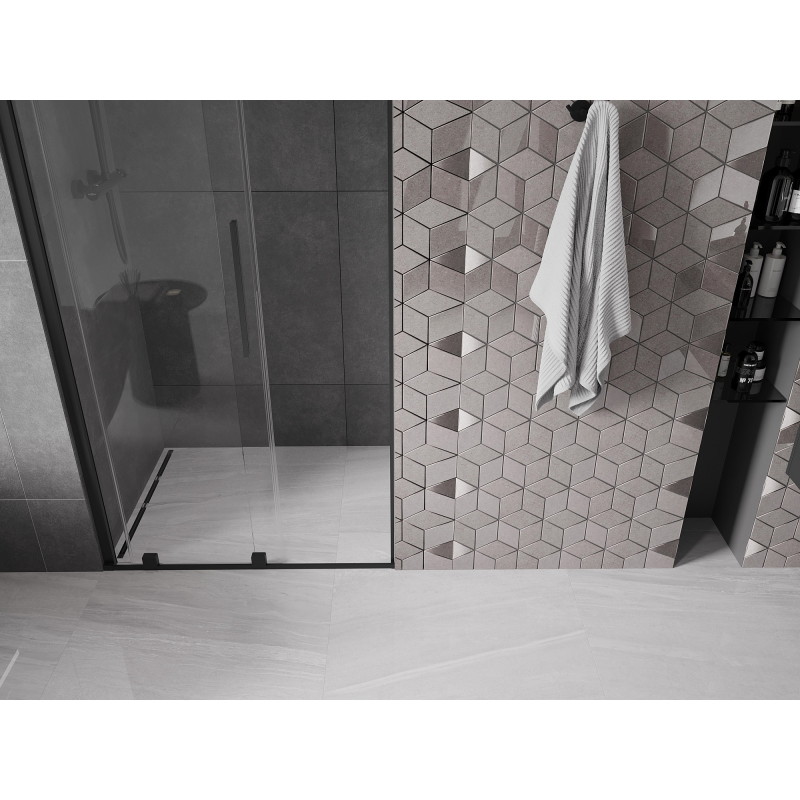 Mexen Velar drzwi prysznicowe rozsuwane 110 cm, transparent, czarne - 871-110-000-01-70