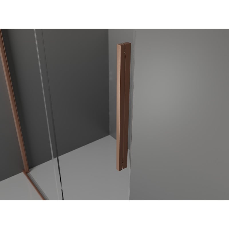 Mexen Velar drzwi prysznicowe rozsuwane 130 cm, transparent, miedź szczotkowana - 871-130-000-01-65
