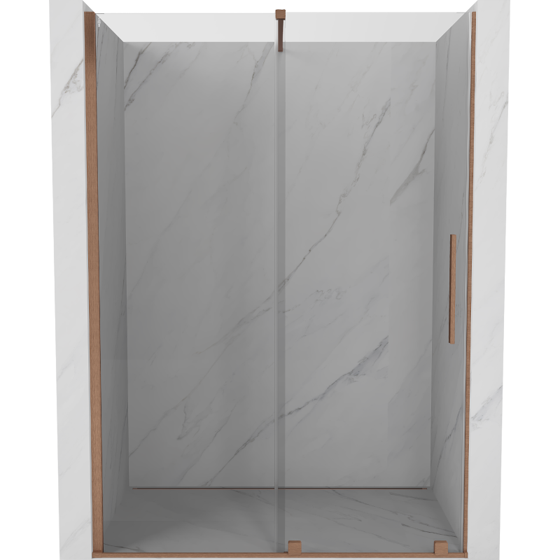 Mexen Velar drzwi prysznicowe rozsuwane 140 cm, transparent, miedź szczotkowana - 871-140-000-01-65